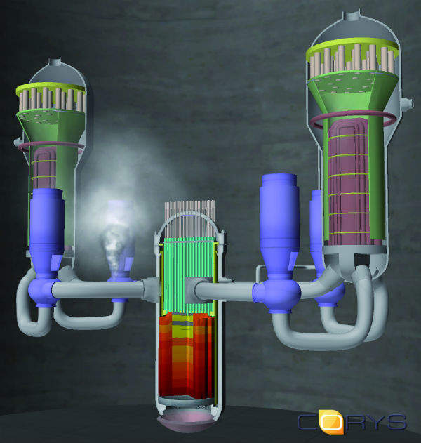 Melcor graphic of hotleg break in a pressurized water reactor (Source: Corys)