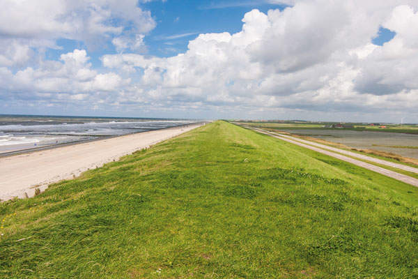 A levee at the North Sea in the Netherlands.