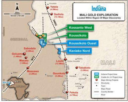 Cradle Arc, Indiana Resources to form JV for Kossanto West Gold Project