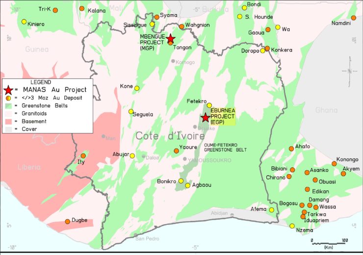 Manas announces grant of permit at Eburnea gold project in Côte D’ivoire