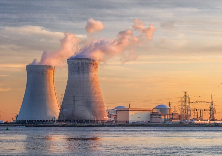 Late,Afternoon,Scene,With,View,On,Riverbank,With,Nuclear,Reactor
