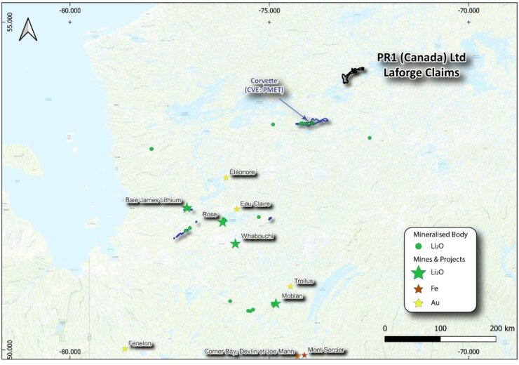 Pure Secures 160km2 Lithium Exploration Area –Quebec, Canada