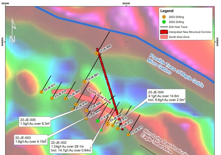 Orford Completes Drilling and Confirms 400 m Strike on The Joutel Eagle South Gold Zone