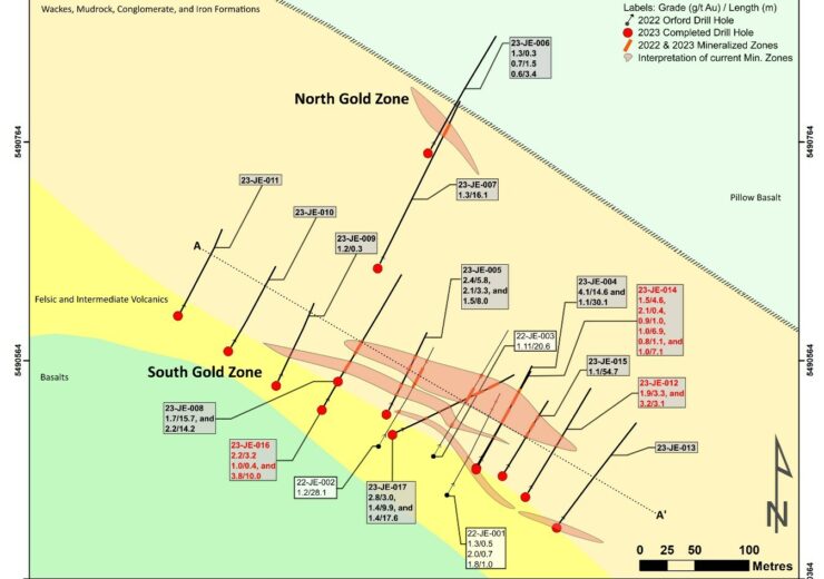 Orford Defines Near Surface Mineralization at the South Gold Zone on its Joutel Eagle Property and Discovers New North Gold Zone