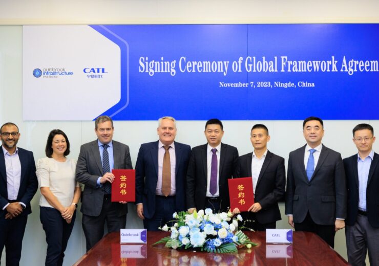 CATL and Quinbrook sign global framework agreement for stationary battery energy storage systems