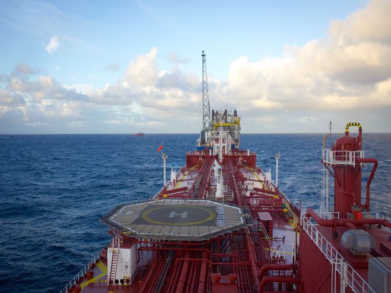 Oil tanker approaching FPSO